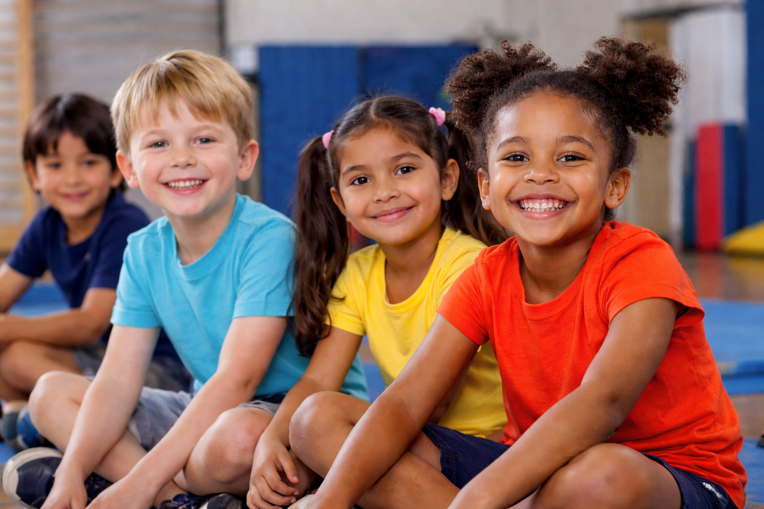 Diverse group of young children smiling together
